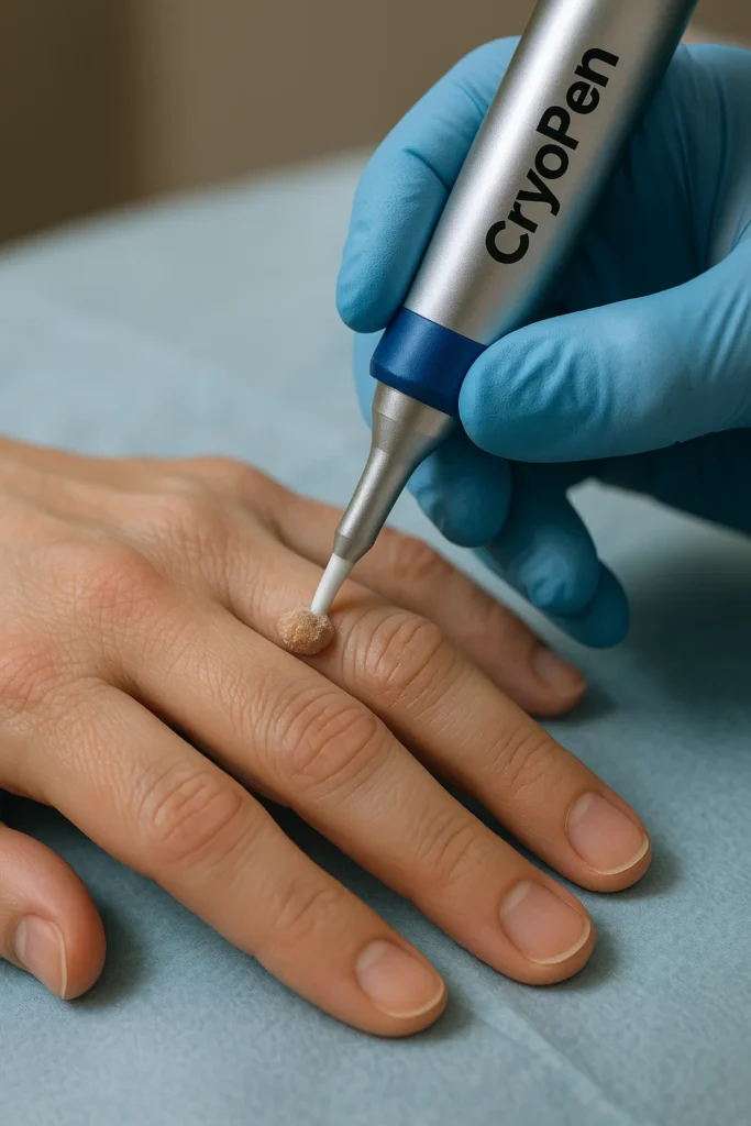 example of cryopen wart removal Ross-on-Wye treatment on a persons finger