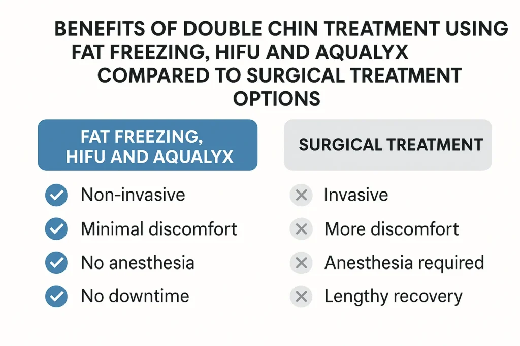 Graphic about the benefits of double chin treatment Ross-on-Wye - from LA LIPO